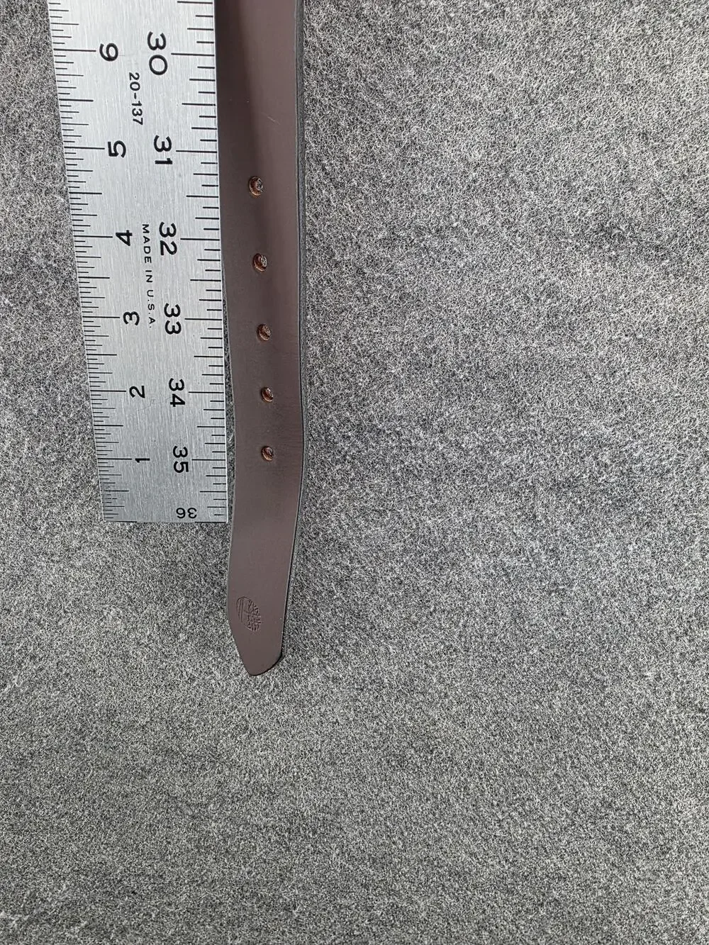 Timberland Belt Mens 32 Brown Leather Work Belt Assembled In USA Logo Buckle